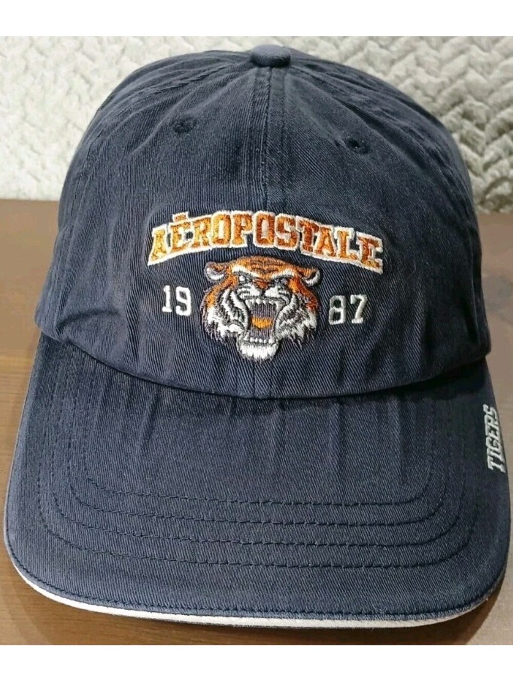Aeropostale - Tigers Navy Blue Cap Hat Size S/M Tiger 1987 Lightly Distress Fade